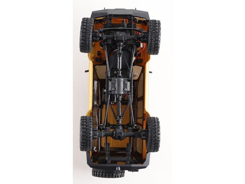 FMS Scale Crawler FCX18 Toyota LC80 Gelb, RTR, 1:18 Mini Rock Crawler mit detaillierter Toyota Landcruiser Karosserie und 2-Gang Getriebe