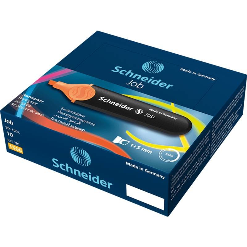 Surligneur schneider job pointe biseautee rechargeable avec maxx 660 refill station  resiste evaporation orange