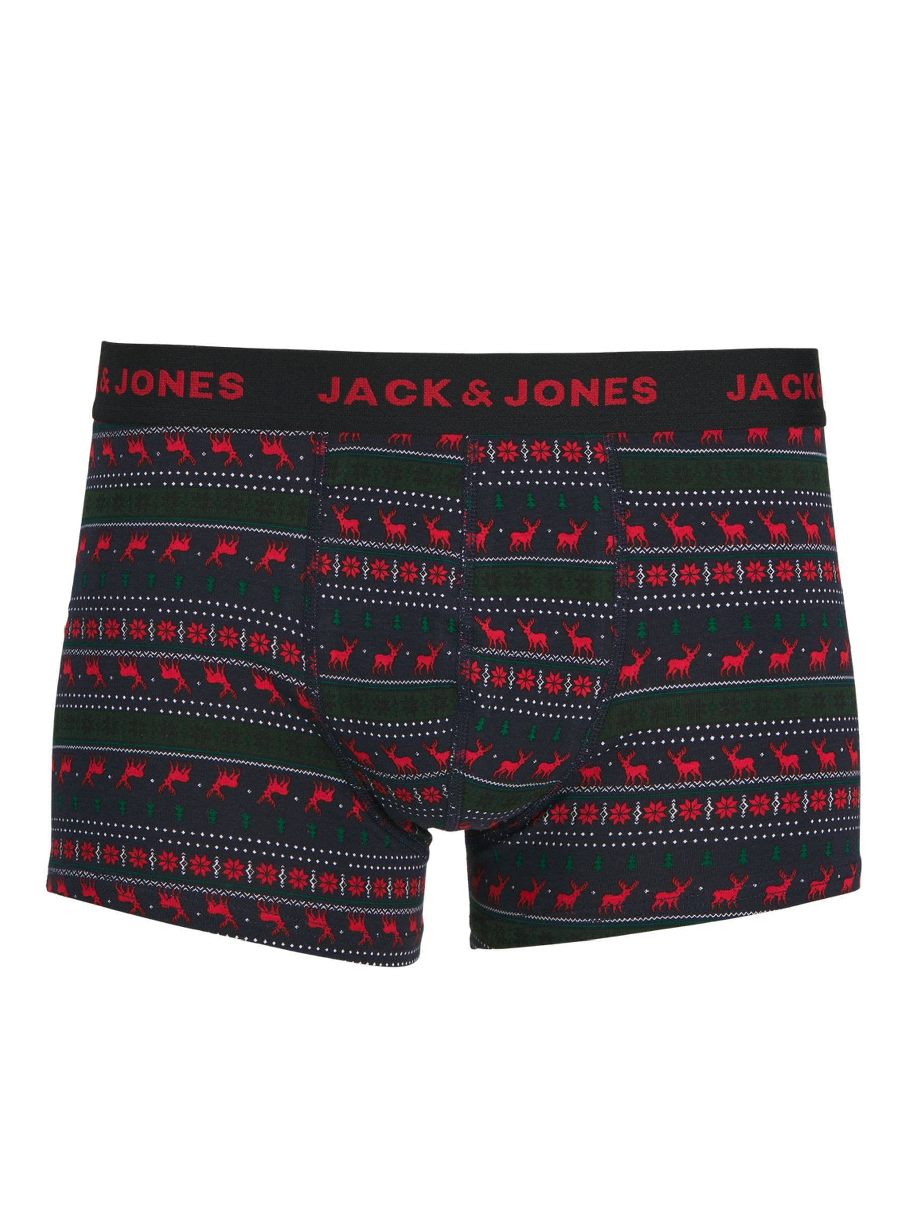 Zwart - Jack & Jones cadeauset van boxershorts en sokken met kerstrendier