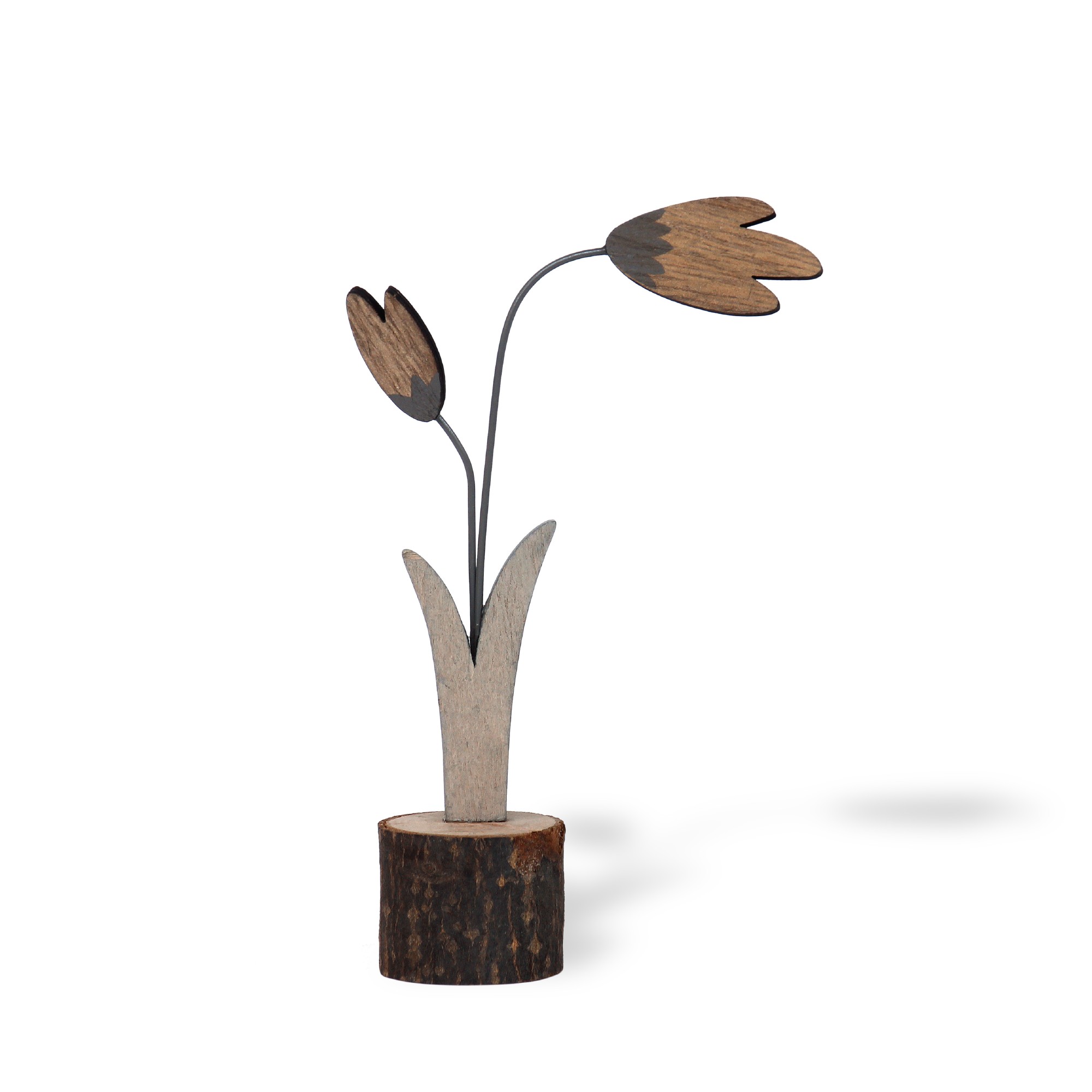 Figur 'Tulpe' aus Holz, natur, grau, H 14 cm, B 8 cm, T 4 cm von fischer's lagerhaus