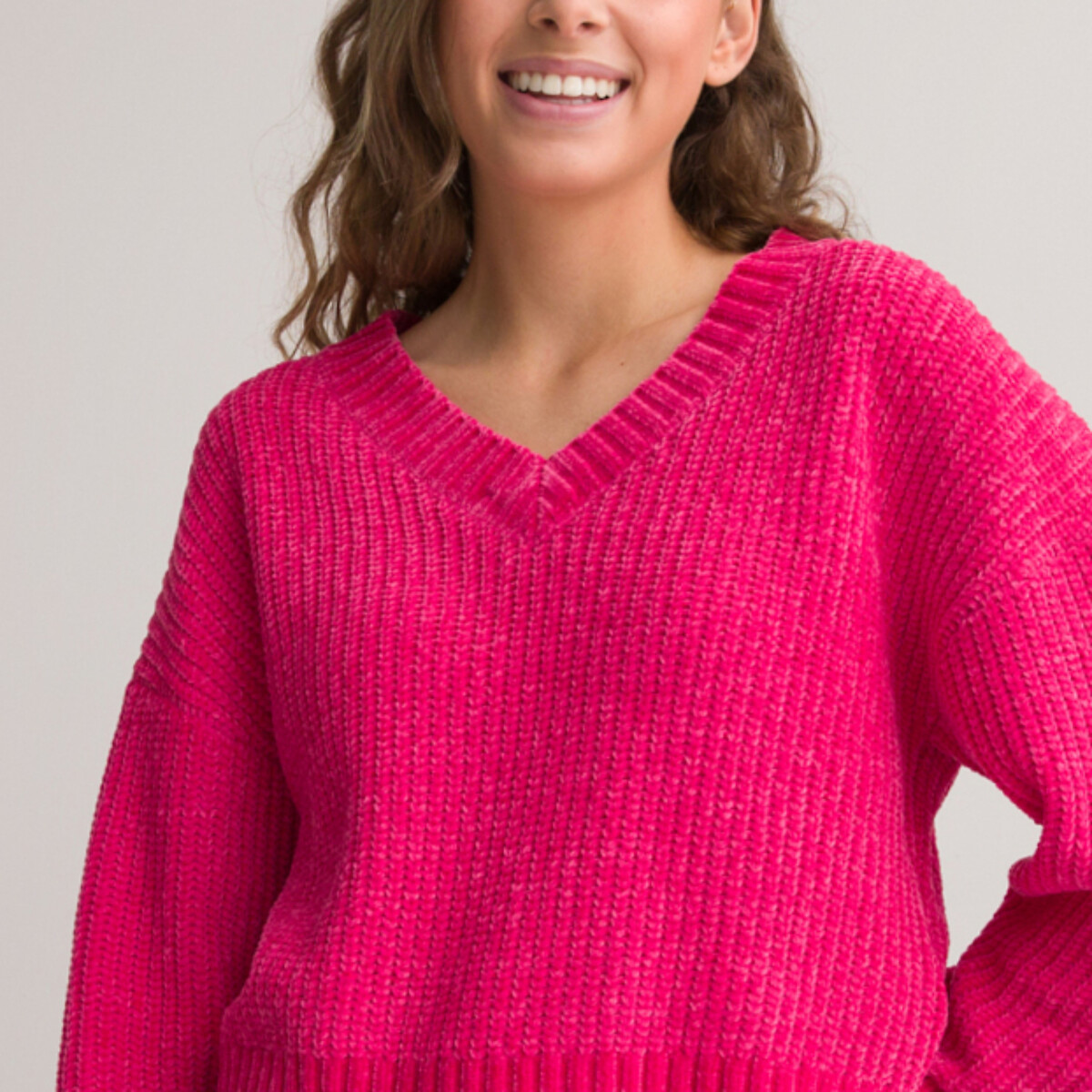 COLEÇÕES LA REDOUTE<br>Suéter de tricô com decote em V