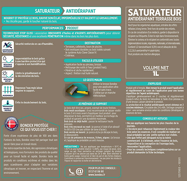 Saturateur extérieur anti-déraparant Incolore Bondex 1L
