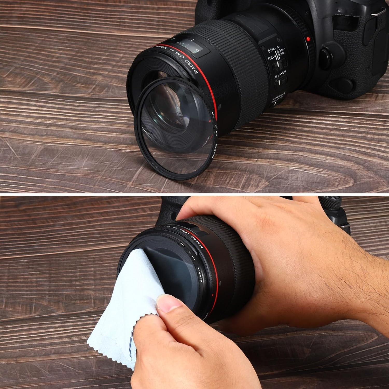 (Ø86mm) UV Klarschutzfilter für DSLR / SLR Kameras aus Aluminium inkl. Schutzhülle   Reinigungstuch (Slim) - Schwarz