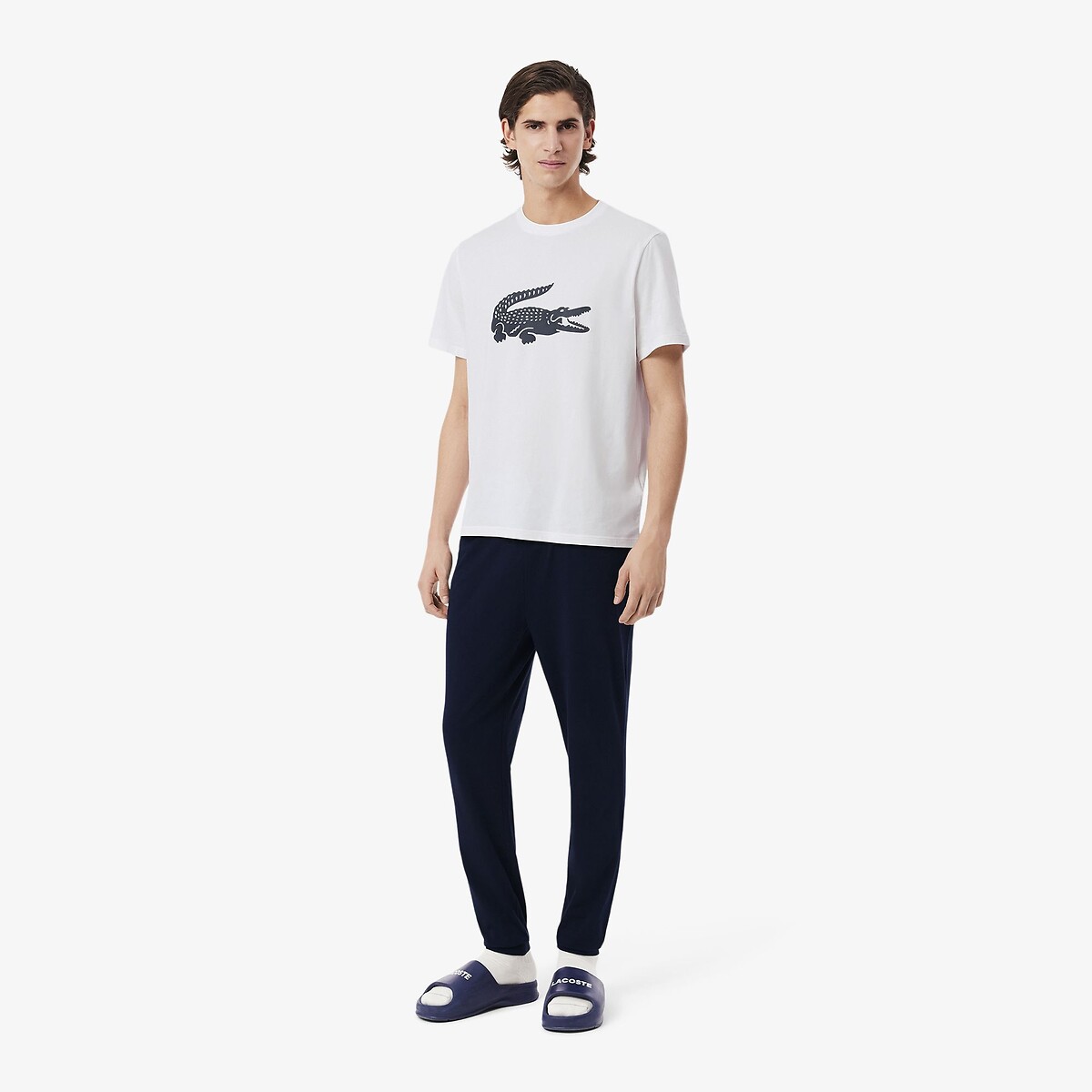 Pijama LACOSTE em malha com estampa de crocodilo