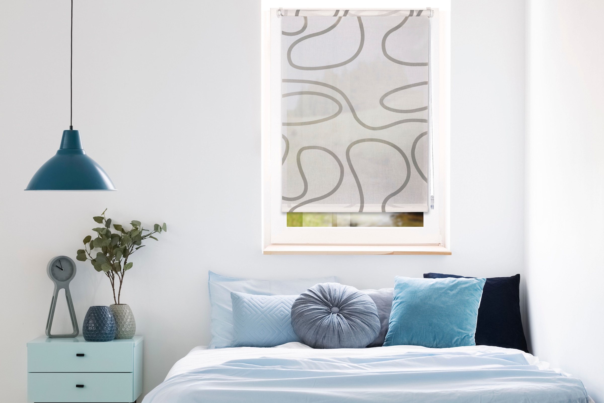 mydeco Seitenzugrollo »Win move« Lichtschutz Sichtschutz ohne Bohren freihängend mit stylischem Muster