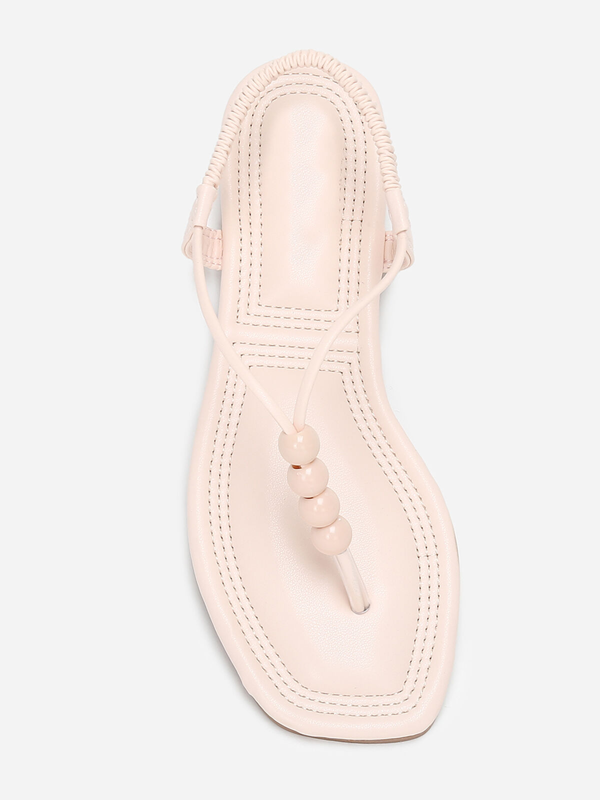 Nu-pieds carrés à perles- Beige