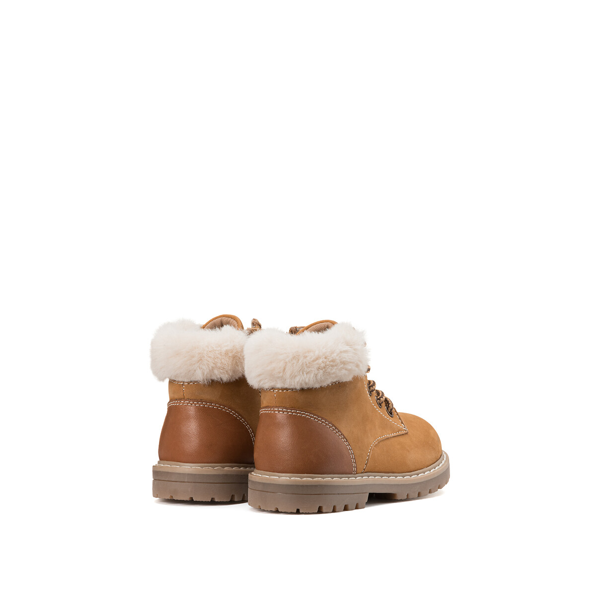 COLEÇÕES LA REDOUTE<br>Botas de tornozelo Leren com detalhes em rips
