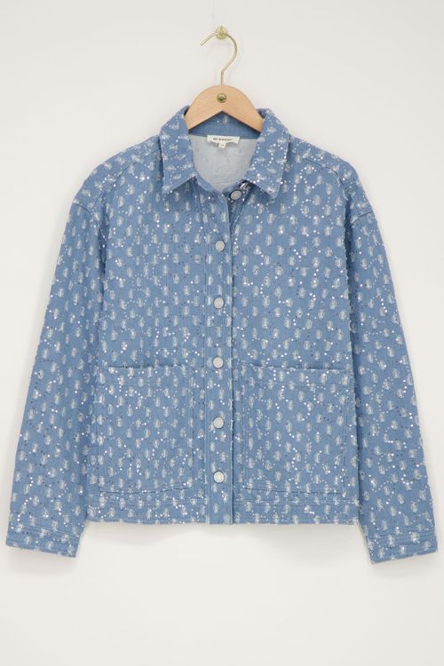Blauw spijkerjasje met pailletten