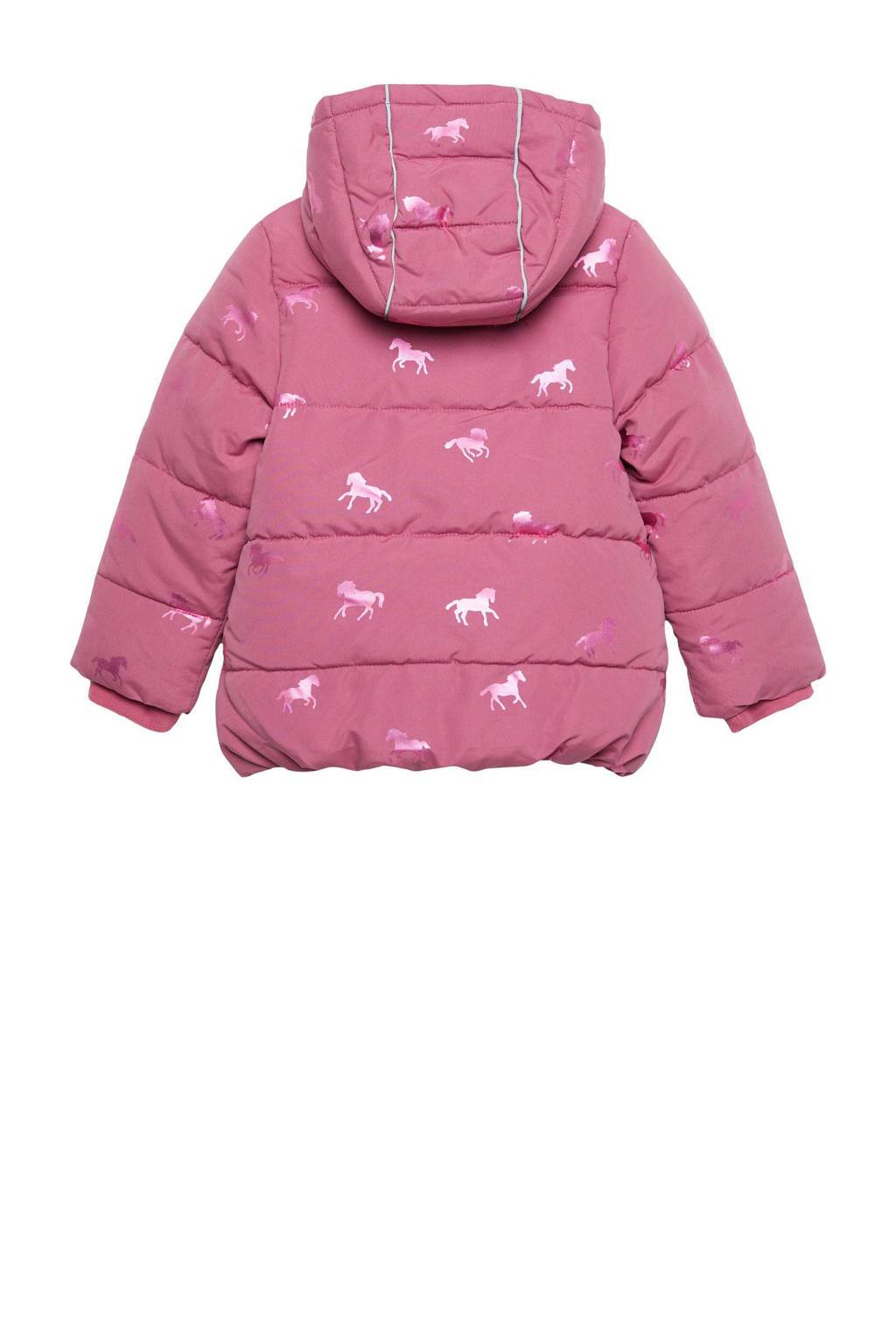 s.Oliver gewatteerde winterjas met all over print roze