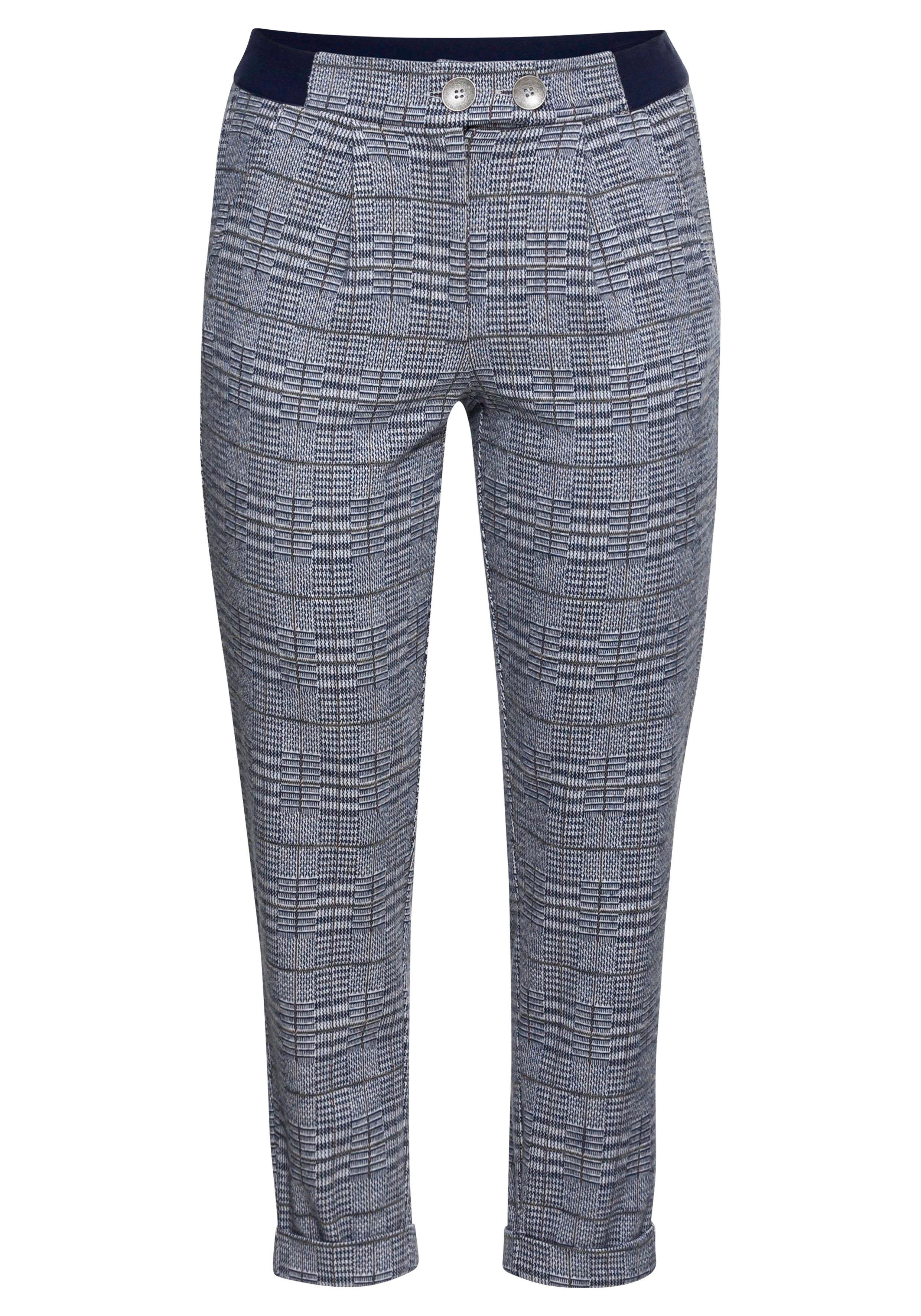 Chinohose mit Karomuster und Bundfalten