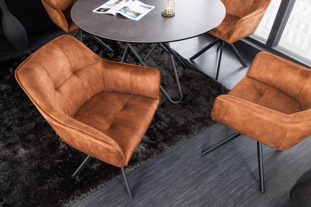 Riess Ambiente Design Stuhl LOFT rost braun Samt drehbar Metallgestell schwarz mit Armlehne