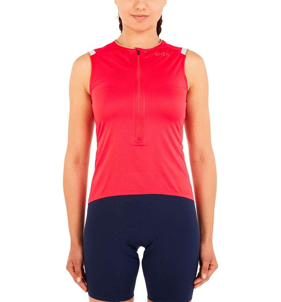 SHER Fulmine 3/4 Zip Fietsshirt Zonder Mouwen Rood Dames