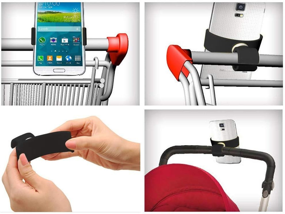 Universal Handy Halterung 360º Grad Smartphone Halter für Kinderwagen / Einkaufswagen - Schwarz
