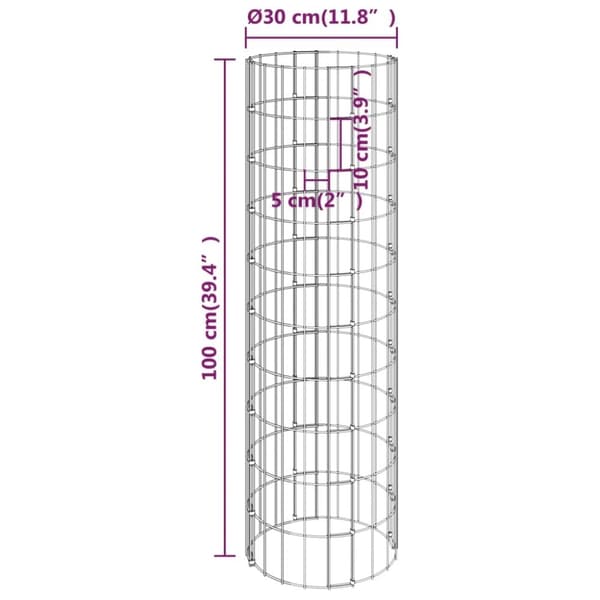 vidaXL Sirkulær gabion høybed 3 stk galvanisert stål Ø30x100 cm