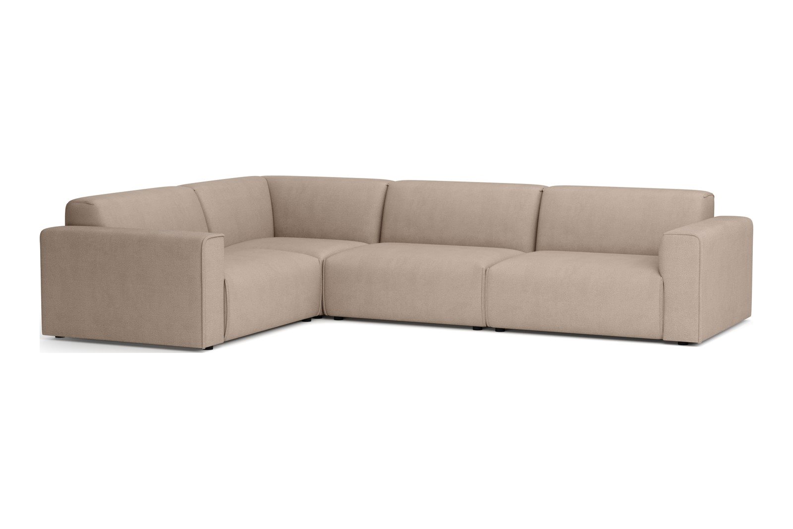 Monaco hjørnesofa 1,5/3 hjørnesofa. Tekstil Brego 34 Light Brown med sorte ben. Std komfort.