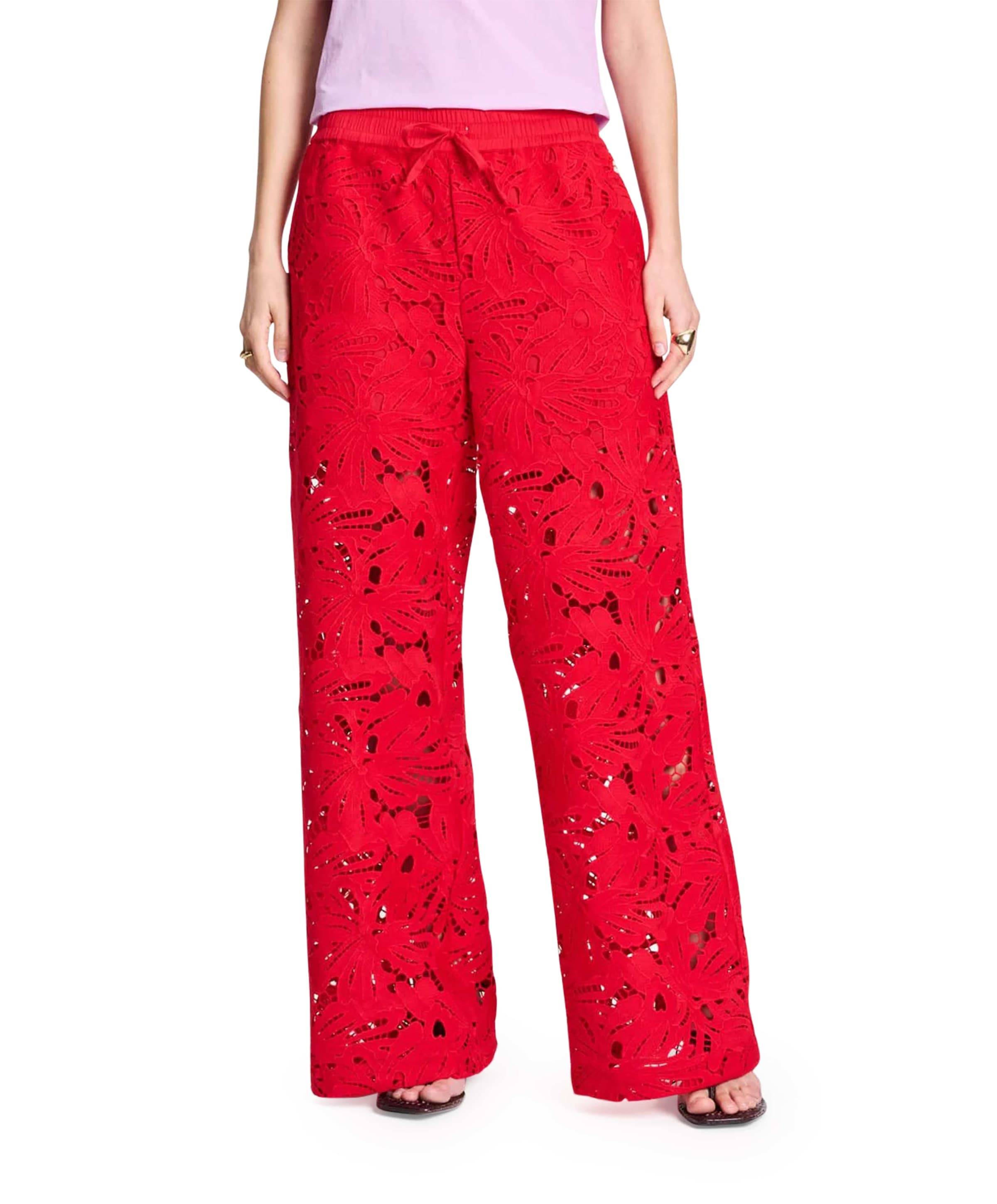 Pom Amsterdam Lace Bloom dames broek rood