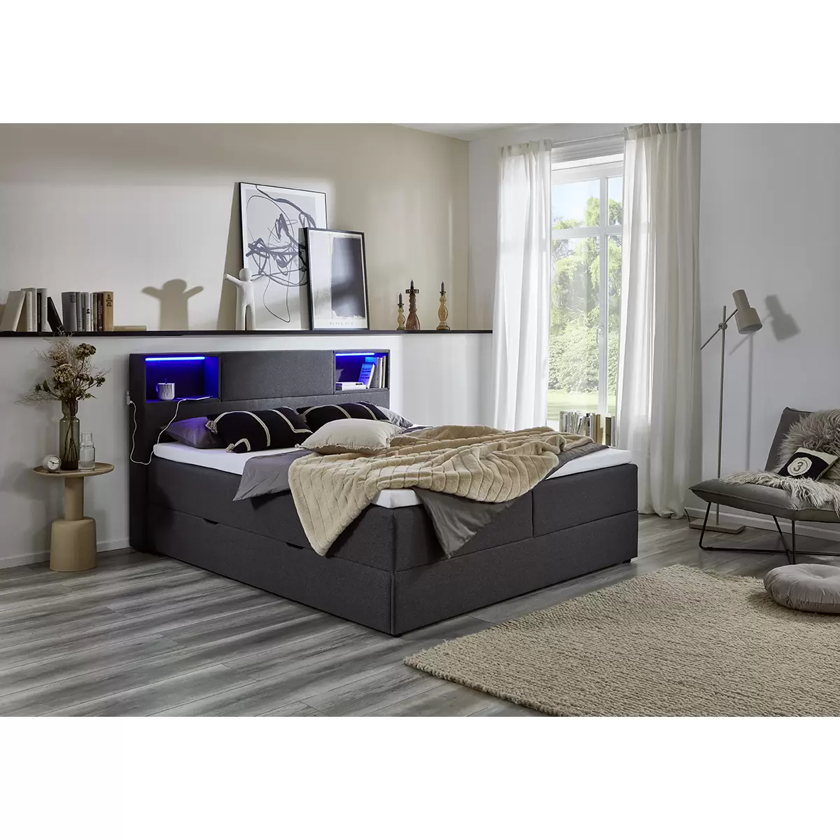 Boxspringbett Caja 160x200 Anthrazit