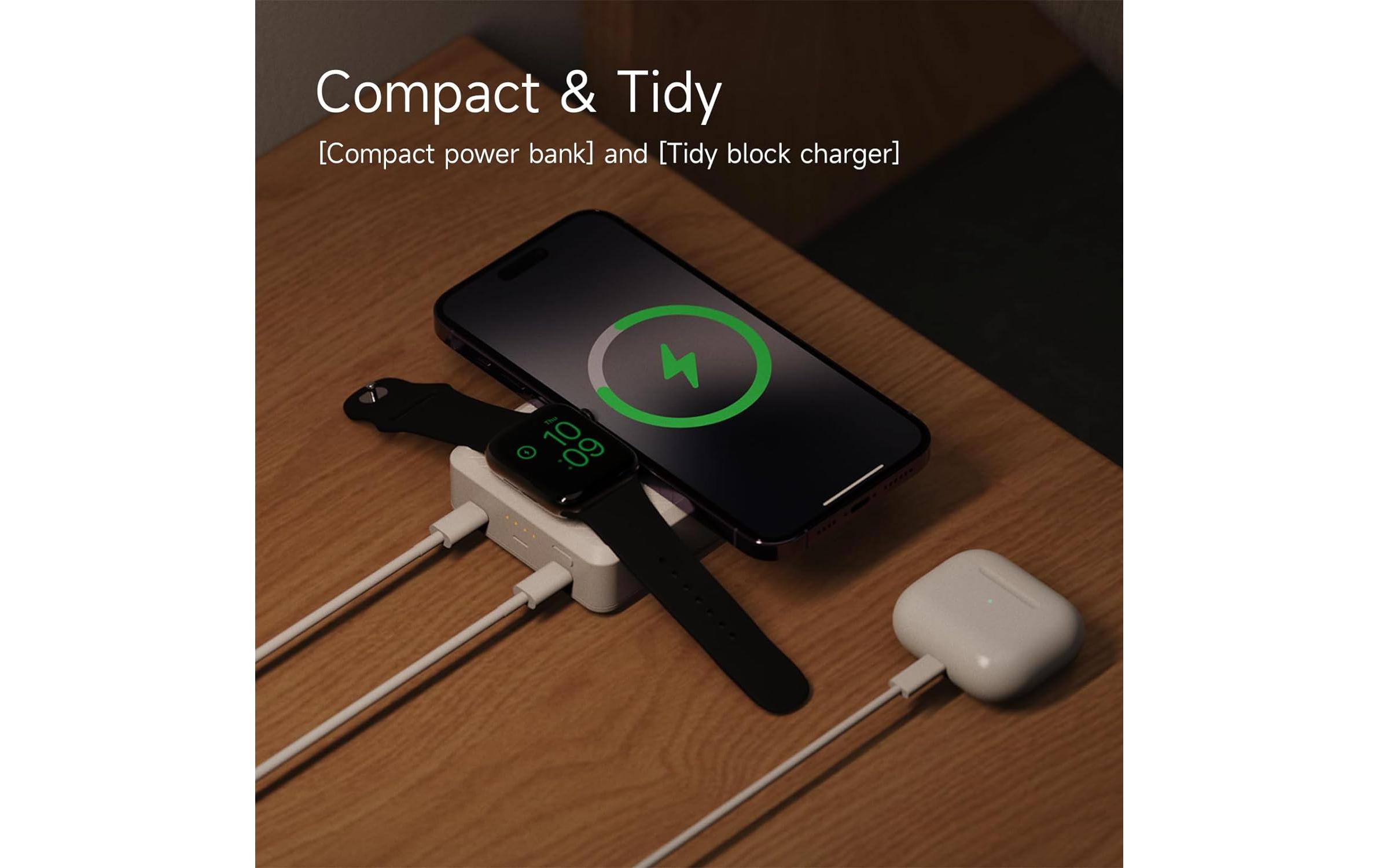 Powerbank PB50DW 50 Wh, 2x USB-C PD 36WPortables Ladegerät mit 2x USB-C und Wireless-Charger
