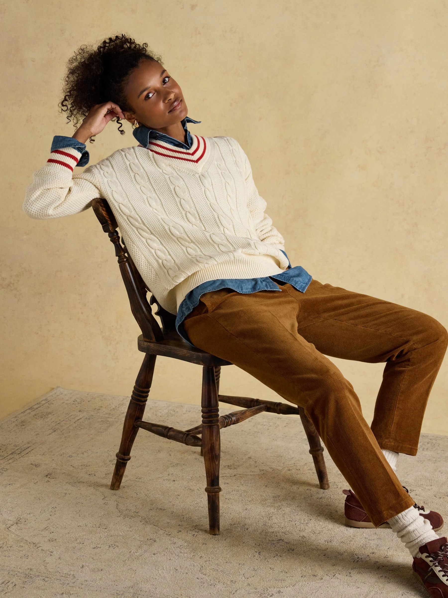 Lichtbruin - Joules Calla Cord Tapered Trousers