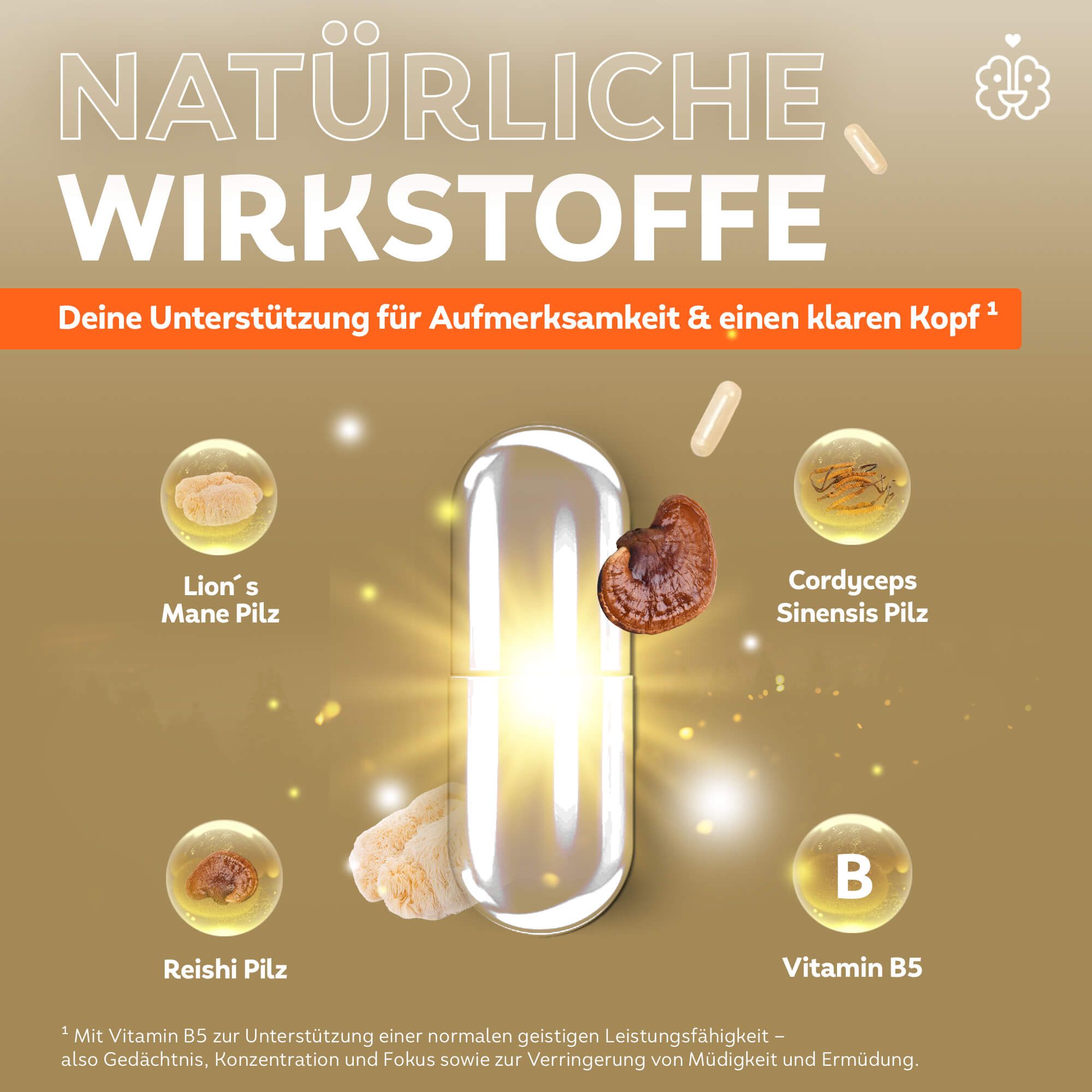 serotalin® GENIUS MUSHROOMS Reishi I Lion's Mane I Cordyceps I 60 Vitalpilz-Kapseln hochdosiert