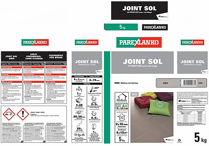 Joint sol hydrofugé gris Parexlanko 5 kg