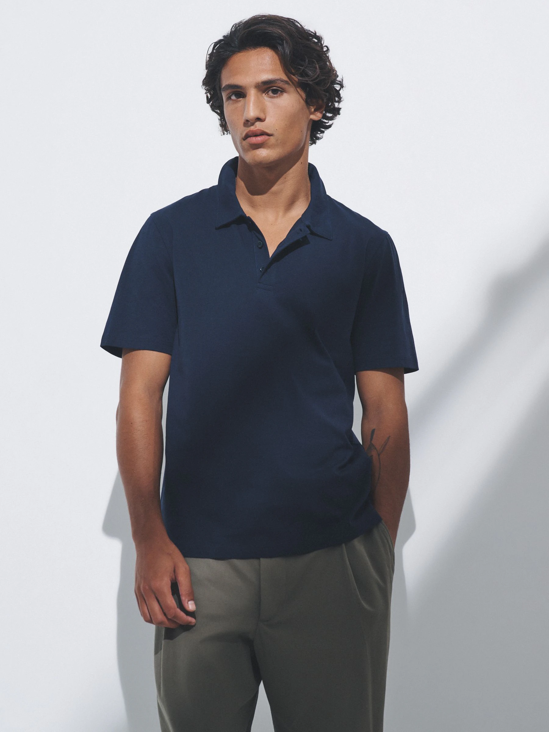 Navy Blue/Brown/White - The Set 3 Pack Short Sleeve Cotton Jersey Polo Shirts