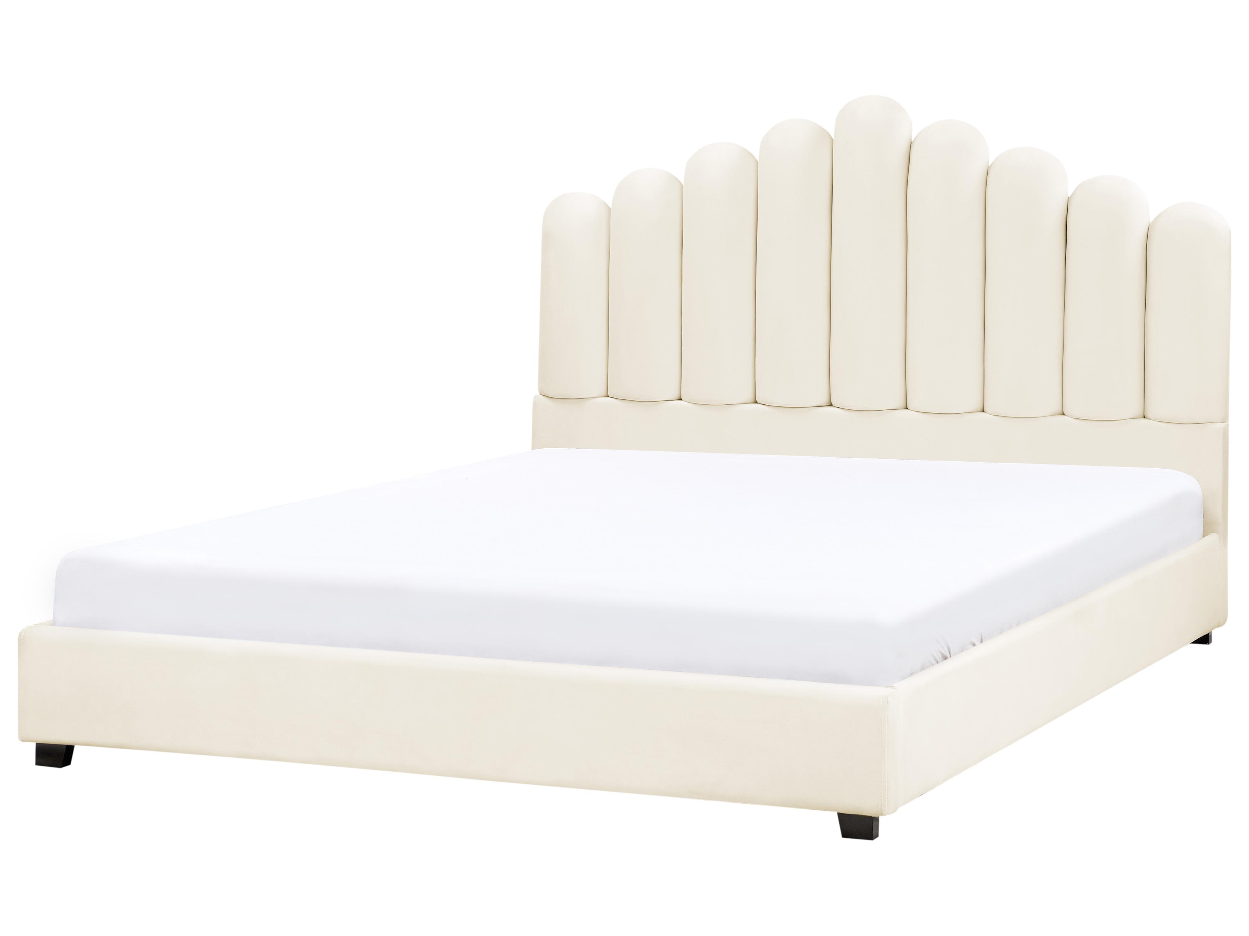 Bed Fluweel VINCENNES 180 x 200 cm Gebroken wit