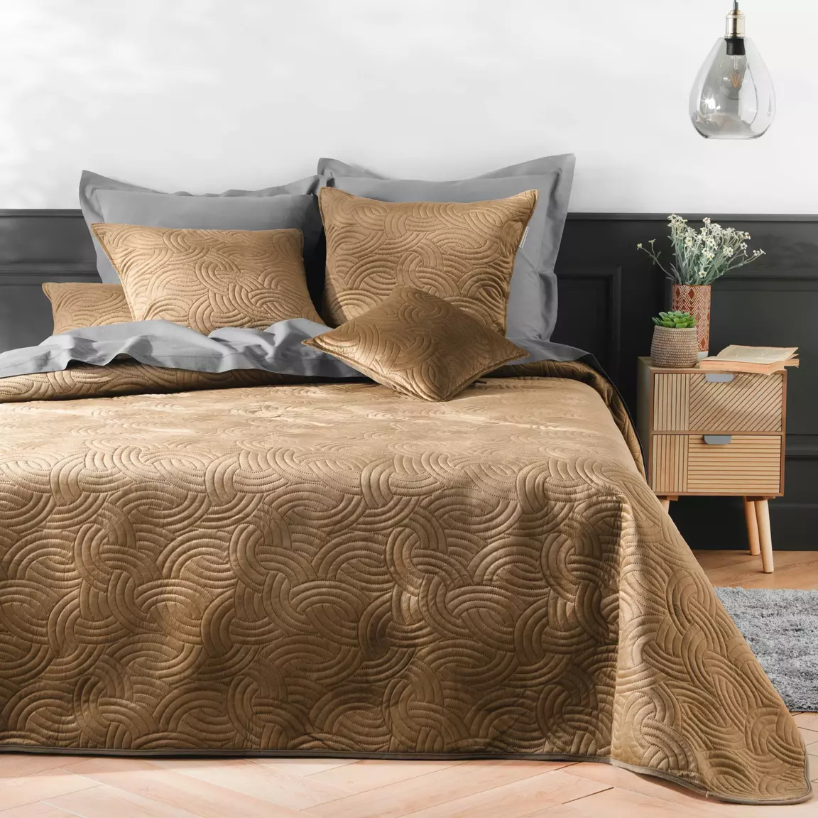 Housse de coussin carrée velours (60 x 60 cm) Solange Taupe