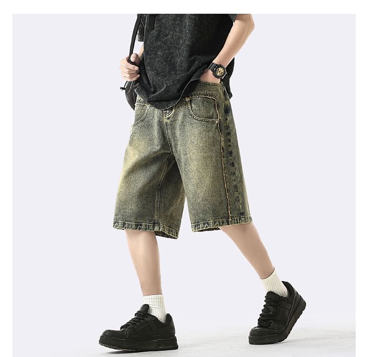 emeisa - Gewassen denim shorts met hoge taille