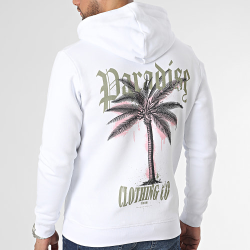 Sweat Capuche Paradise Palm Blanc