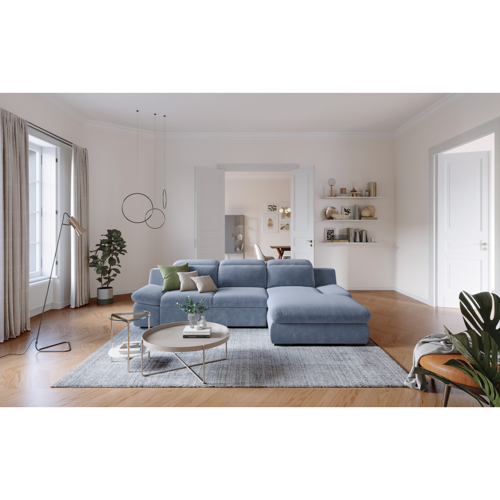 Ecksofa Lorena Stoff, Recamière rechts