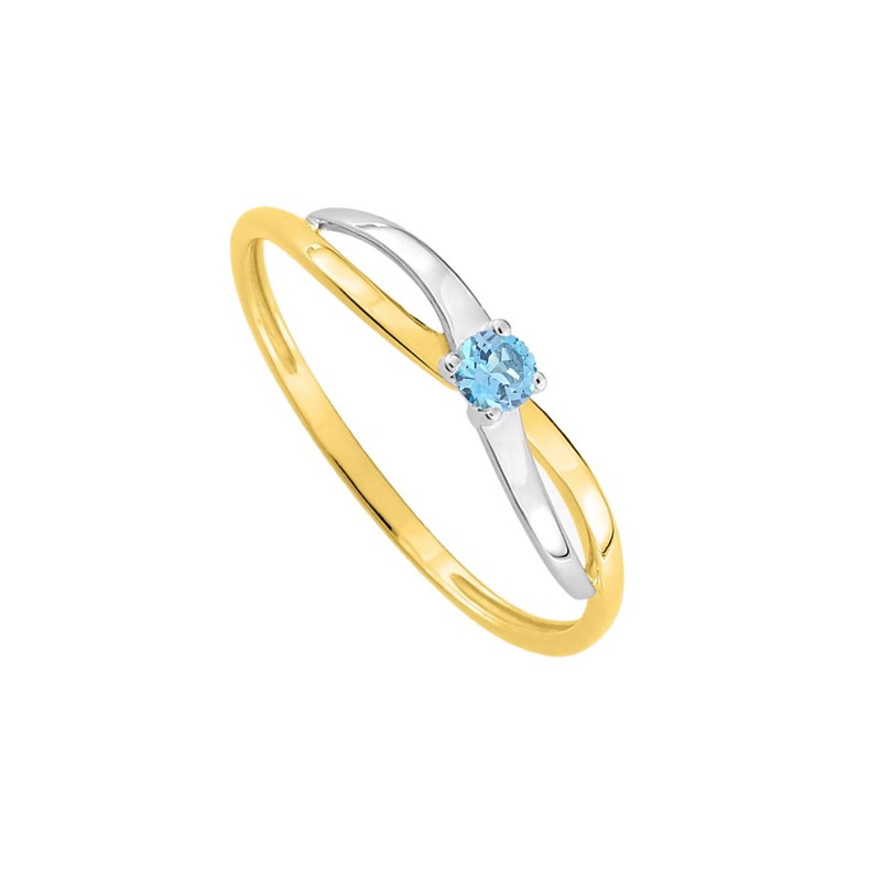 Bague femme - topaze - bicolore - Or 18 Carats