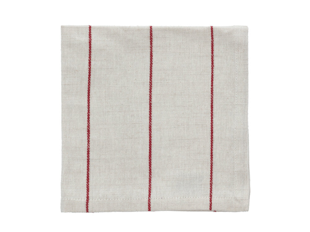 Södahl  Line stofserviet, Offwhite/Red - 4 stk.