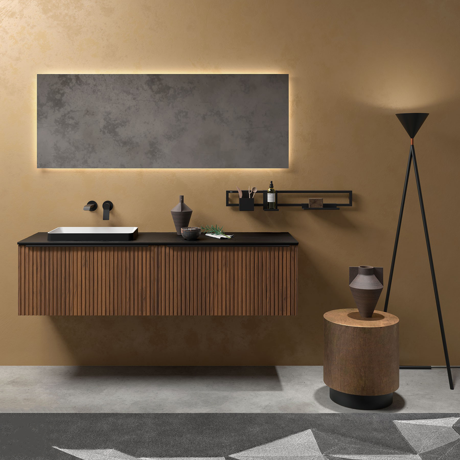 Muebles Raya onderkast ribbelfront 80cm met 1 softclose lade en binnenlade walnoot