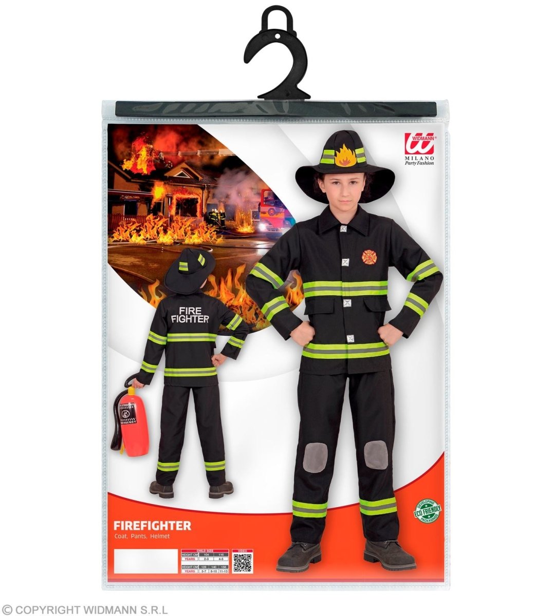 Brandweer Pak Zwart Geel Kind