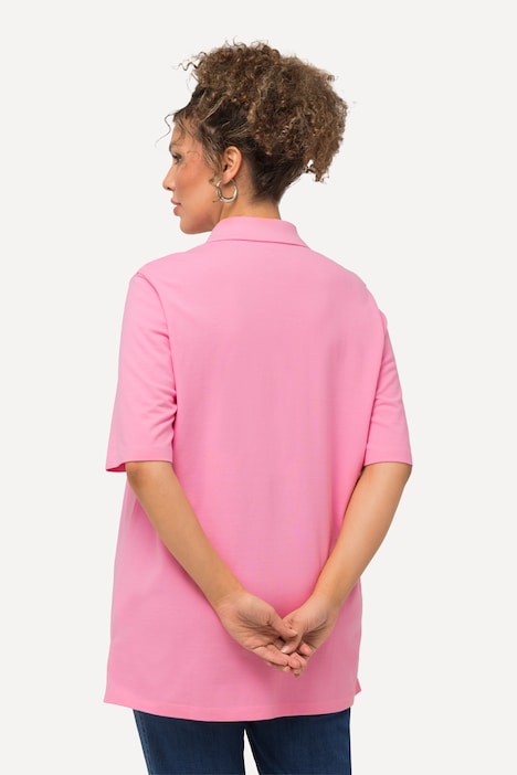 Poloshirt, Piqué, Polokragen, Samt-Knopfleiste, Halbarm