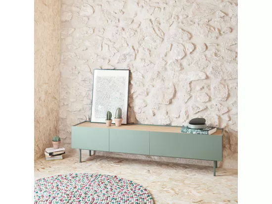 Arista - Meuble TV en bois 1 porte 2 tiroirs L180cm : Couleur - Vert amande