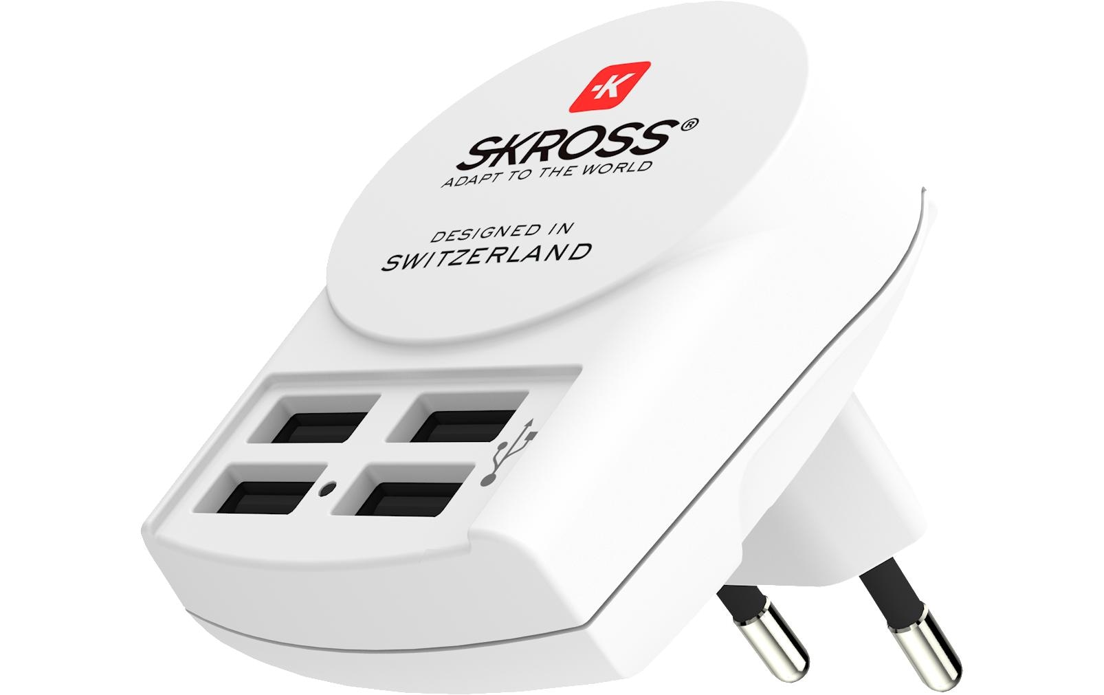 USB-Wandladegerät Euro, 4 x USB-A, 24 W, WeissKraftvolles USB-Wandladegerät für zu Hause und unterwegs