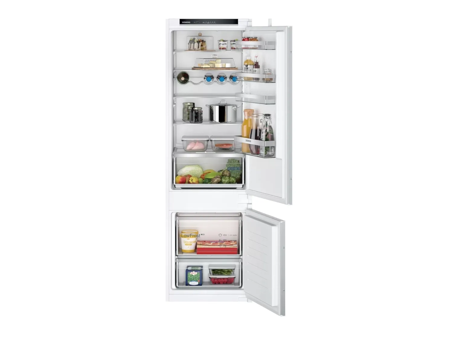 Siemens iQ300 KI87VVSE0 - Køleskab/fryser - bund-fryser - til indbygning - niche - bredde: 56 cm - dybde: 55 cm - højde: 177.5 cm - 270 liter - Klasse E - Glidehængsel