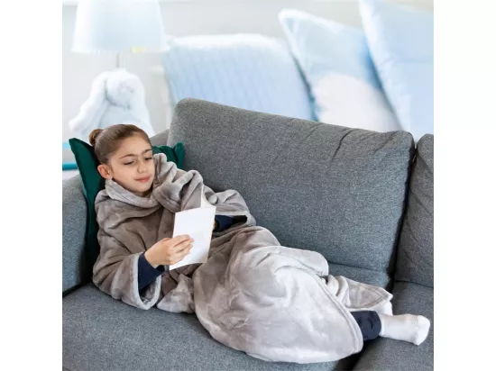 Plaid A Manches Enfant Gris 140x100cm