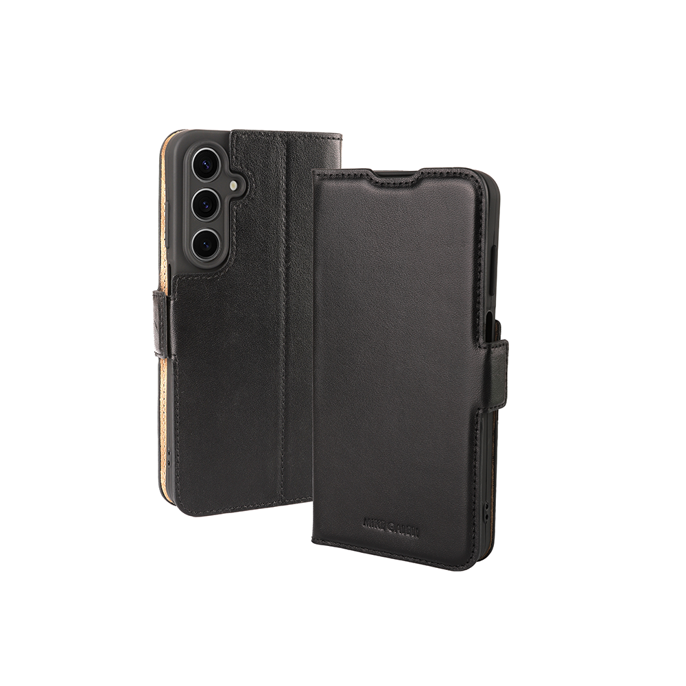 Samsung Galaxy S25  Plus Echtleder Tasche Flip Cover Hand Made (FABIOS25P-01) - Schwarz