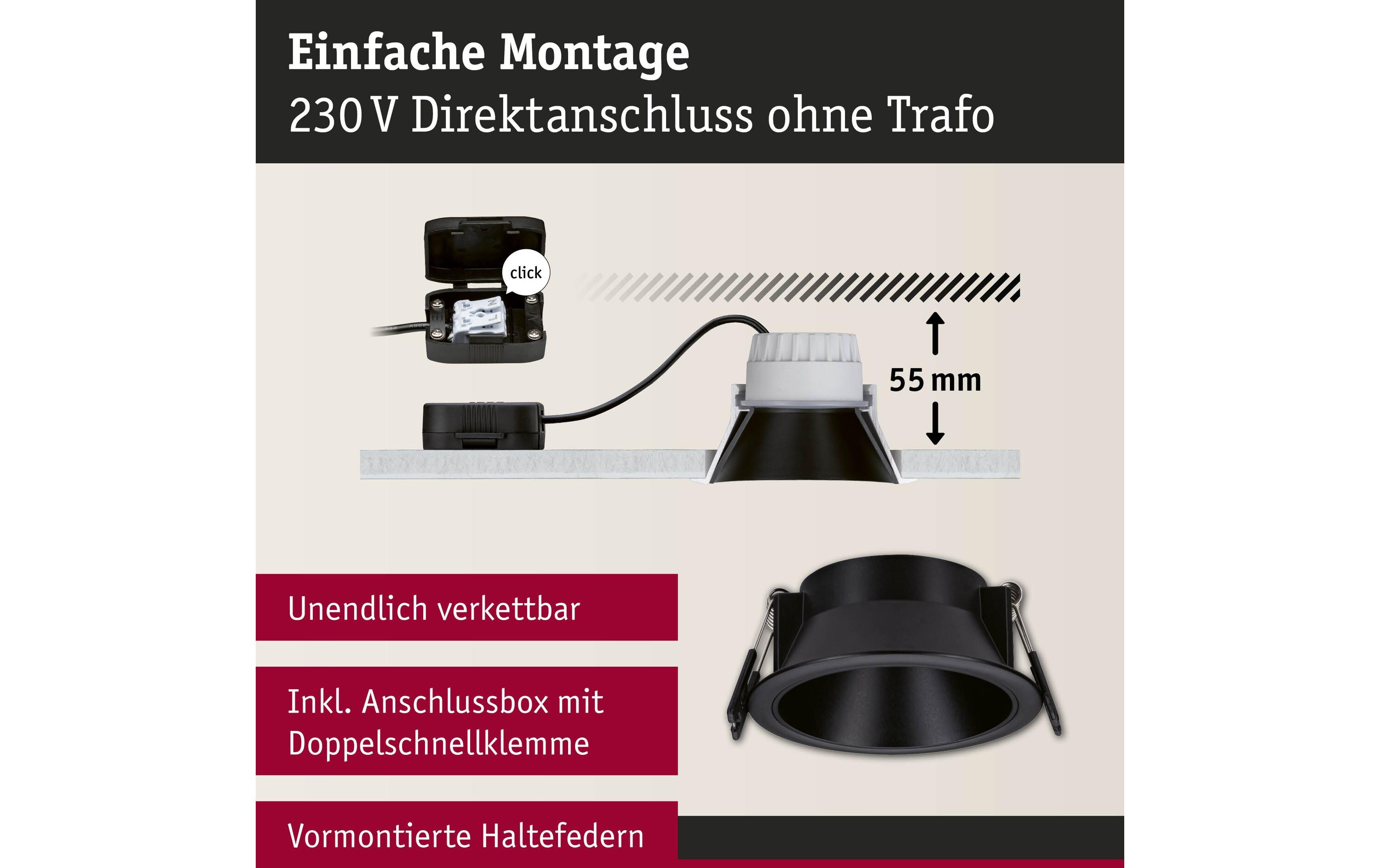 Einbauleuchte LED Cole Coin 3er-Set SchwarzDimmbare Einbauleuchte