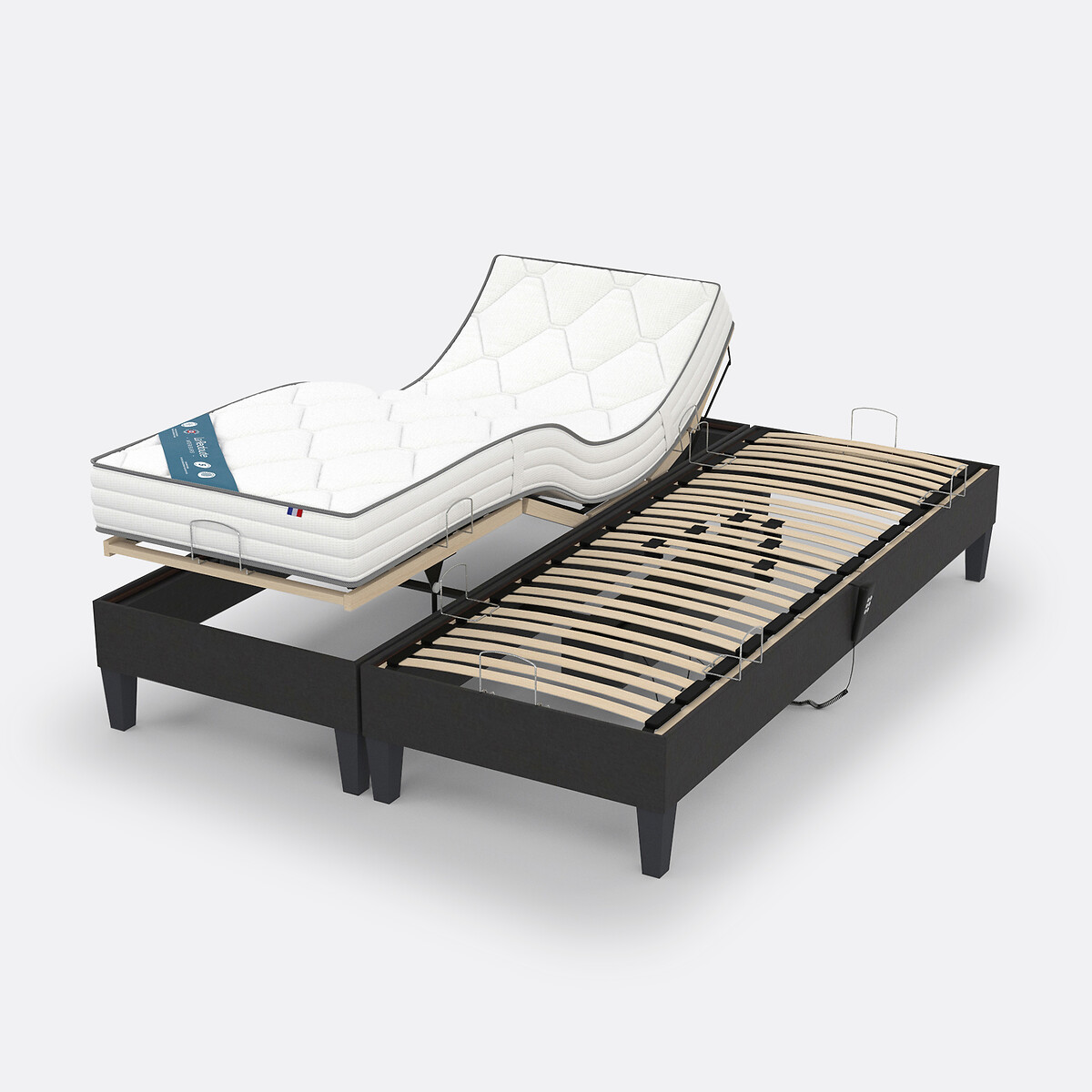 LA REDOUTE INTERIEURS<br>Conjunto elétrico com tachas imitando madeira, colchão de espuma