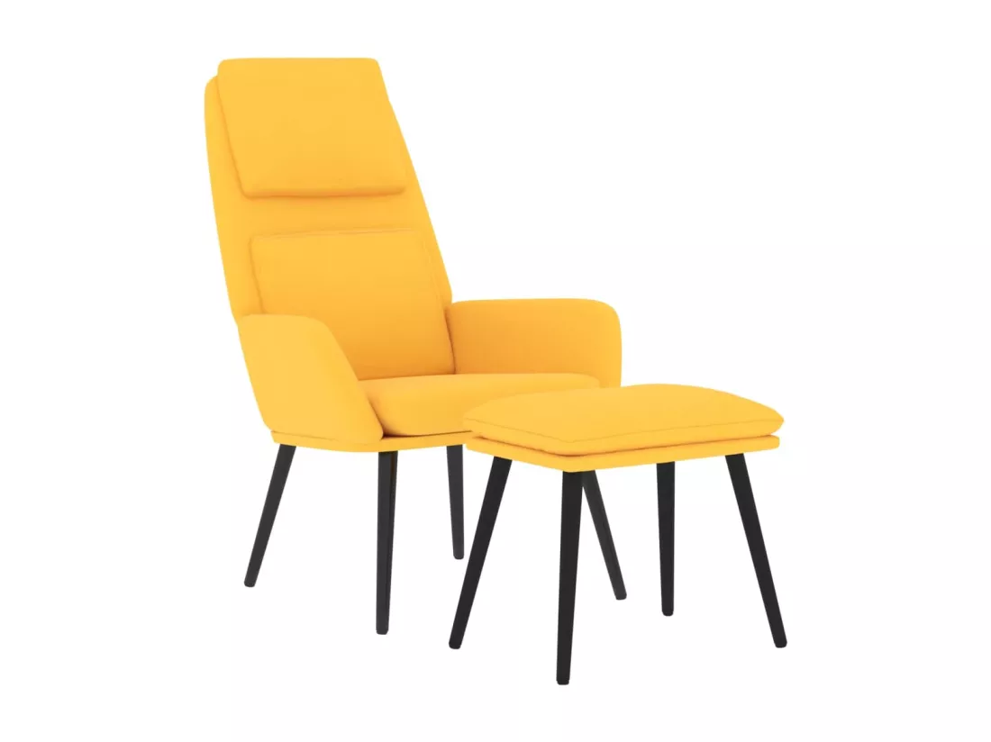 Chaise de détente et repose-pied Jaune moutarde Tissu
