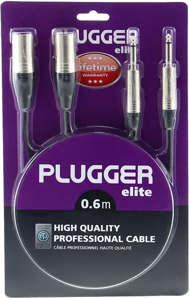 Plugger Elite bretelle 2 x Jack Mâle / 2 x XLR Mâle (0,6 m) Câbles jack et mini-Jack