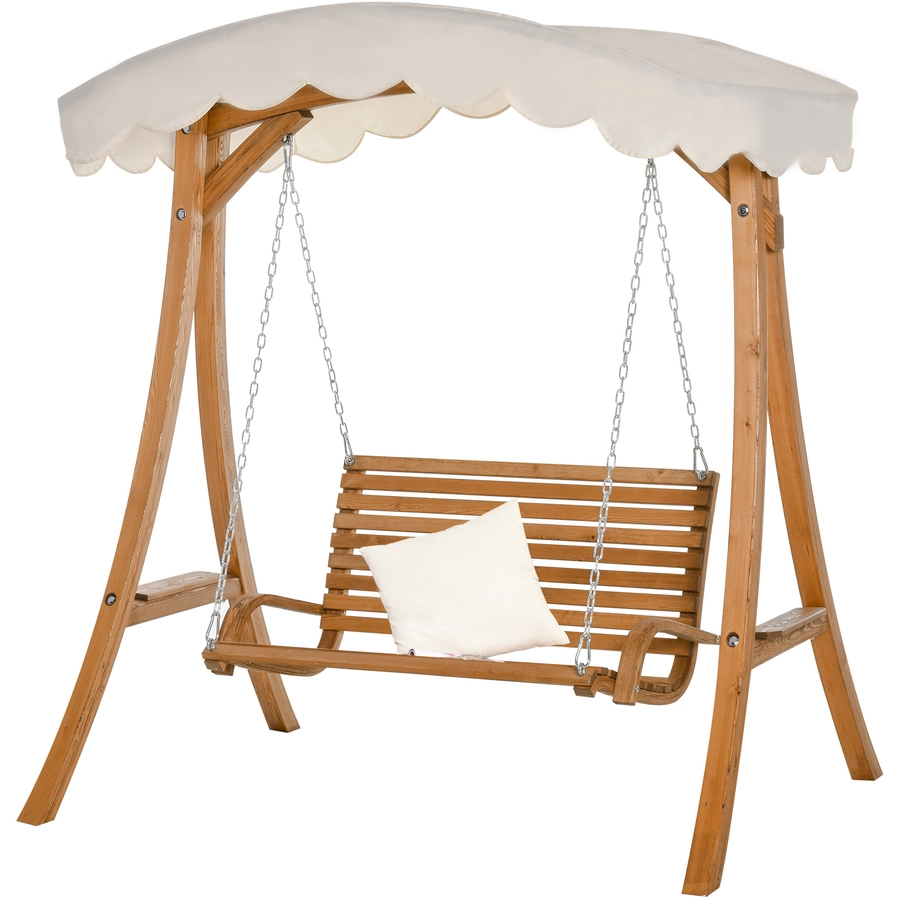 Outsunny Hollywoodschaukel 2-Sitzer natur, creme