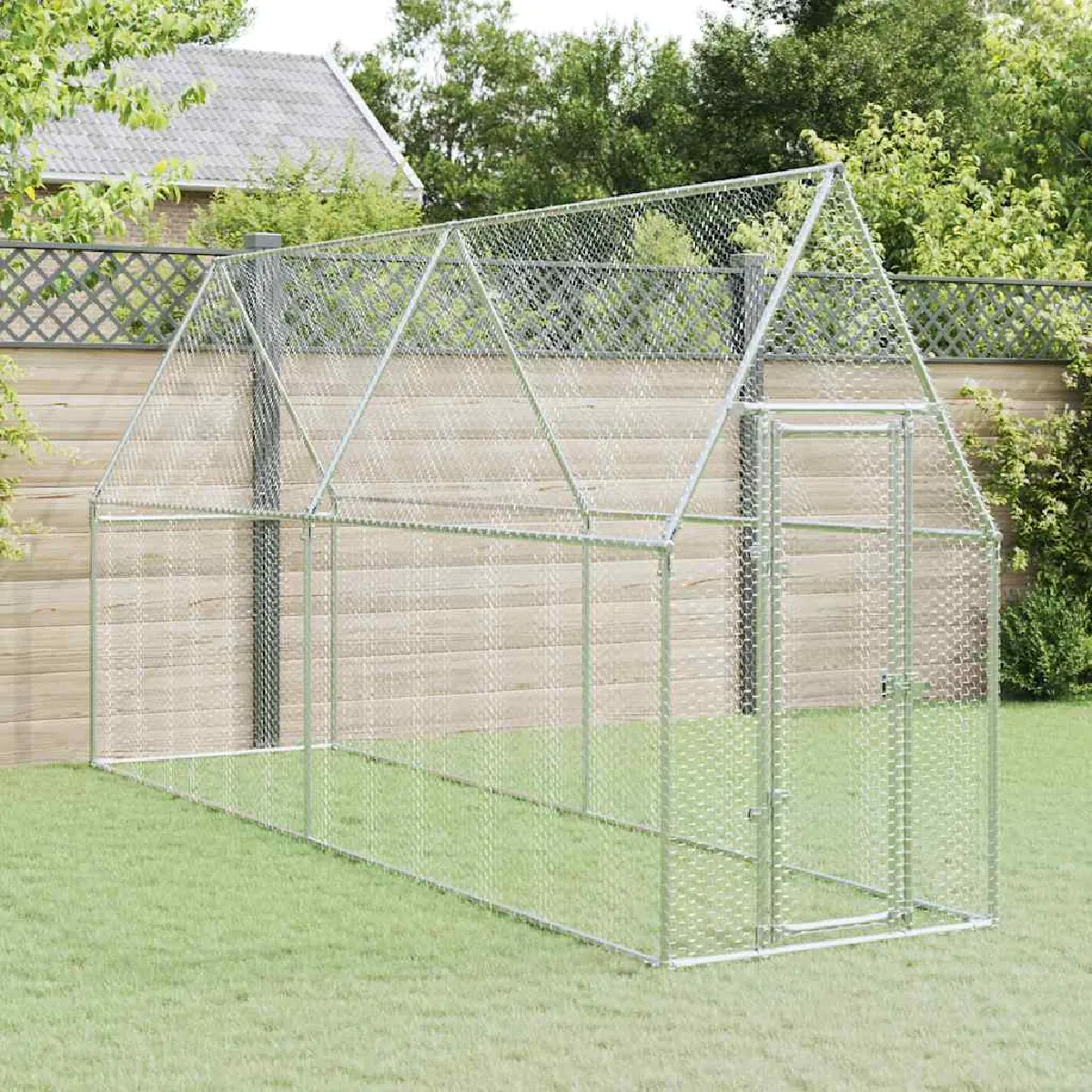 vidaXL Cage poules 400x100x190 cm argentée