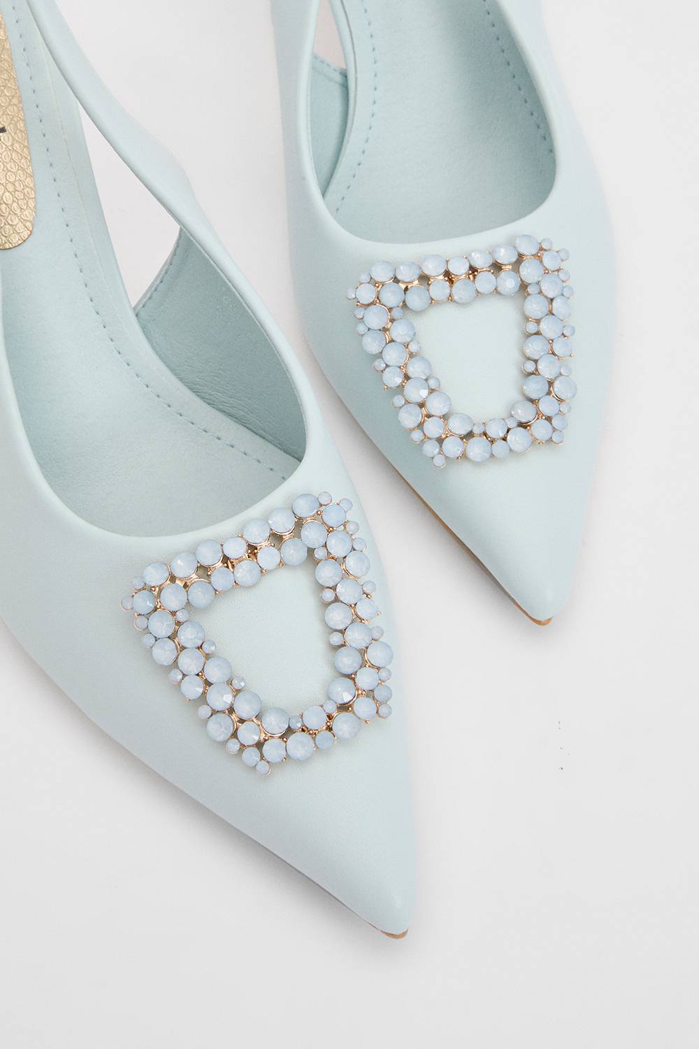 Coast Chaussures De Cour À Bride Arrière Diana En Synthétiquecuir Bleu Avec Bordure Colorée Carrée Et Talon Aiguille Moyen