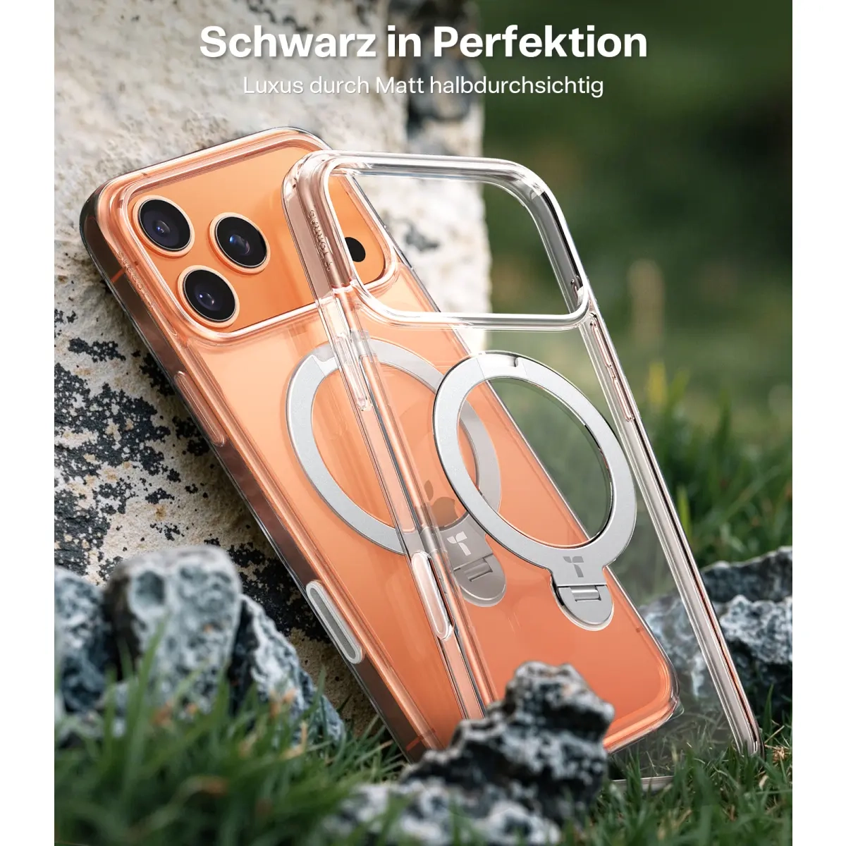 iPhone 17 Pro Max Ostand 360° Spin MagSafe Hybrid Hardcase Hülle Ring Stand   Kickstand - Transparent