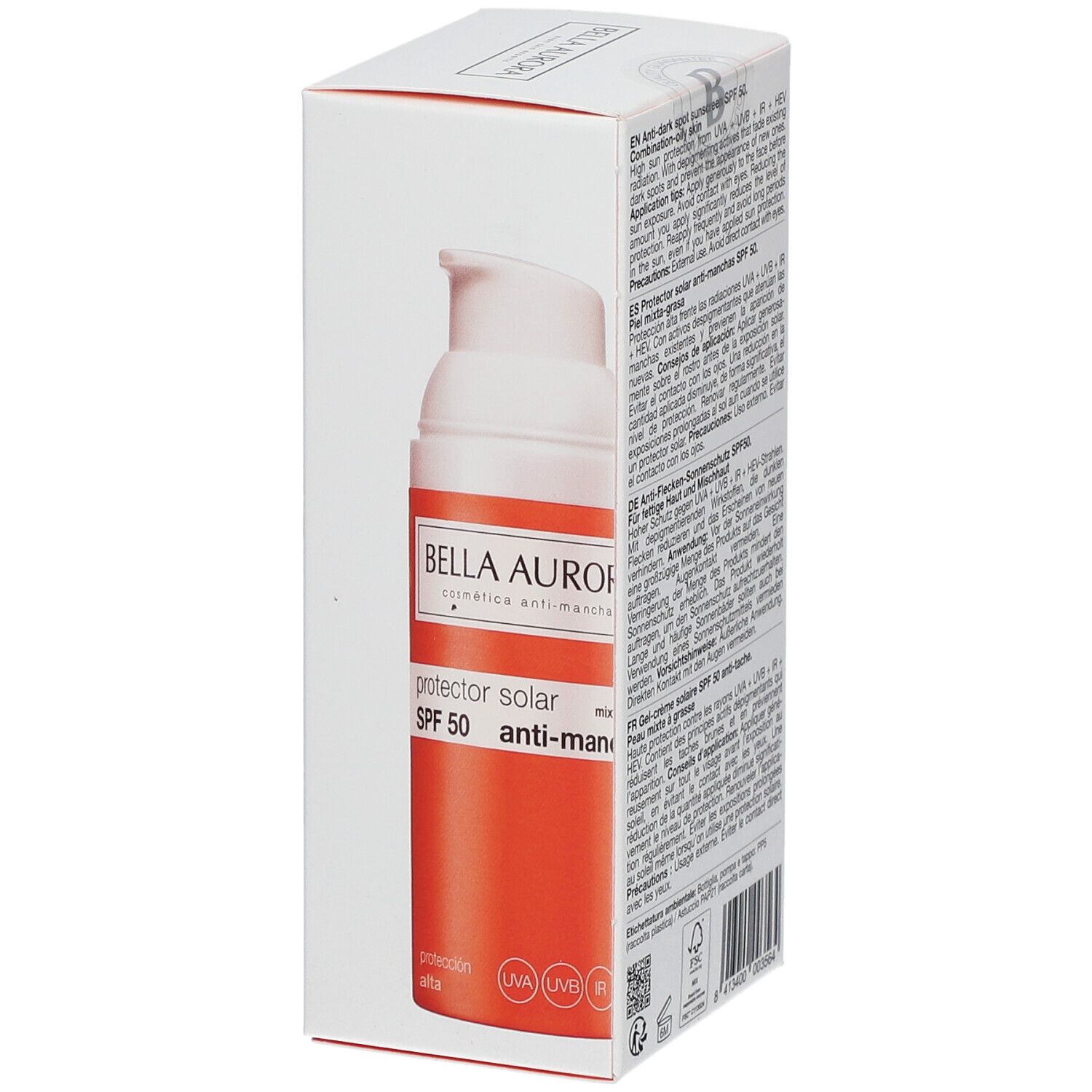 BELLA AURORA Sonnencreme gegen Pigmentflecken LSF50 Mischhaut bis fettige Haut